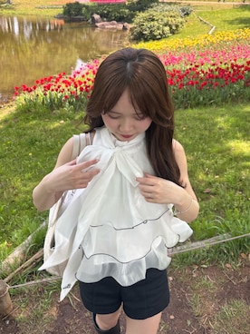 「ティアードブラウス」｜miyu 🤍さん（レディース・156cm）の春コーディネート