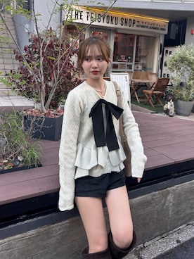 「Chico（チコ）のコンパクトショートパンツ（その他パンツ、ブラック系）」を使った、miyu 🤍さん（レディース・156cm）の夏コーディネート