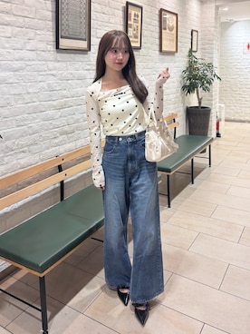 「Chico（チコ）のアイテム（デニムパンツ）」を使った、miyu 🤍さん（レディース・156cm）の春コーディネート