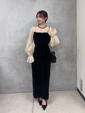 「アイテム（ドレス）」を使った、miyu 🤍さん（レディース・156cm）の冬コーディネート