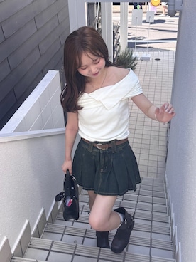 「アイテム（Tシャツ/カットソー）」を使った、miyu 🤍さん（レディース・156cm）の夏コーディネート