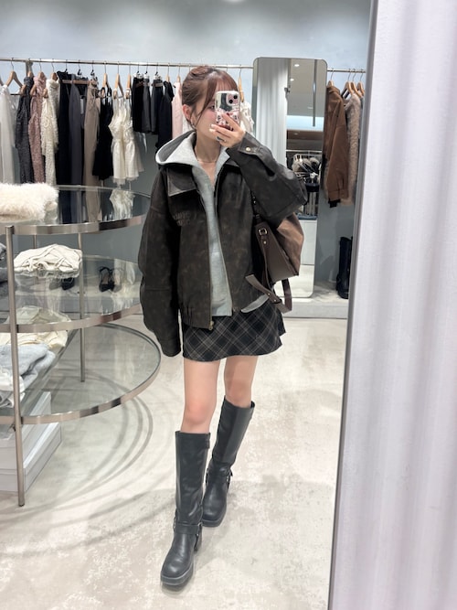 フェイクレザールーズジップブルゾン　(ファー取り外し可能) ファー取り外し可能】フェイクレザールーズジップブルゾン（ブルゾン