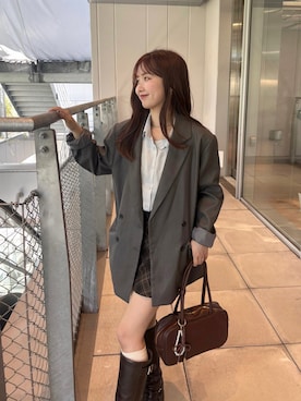 「アイテム（テーラードジャケット）」を使った、miyu 🤍さん（レディース・156cm）の秋コーディネート