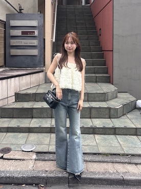 「Chico（チコ）のアイテム（デニムパンツ）」を使った、miyu 🤍さん（レディース・156cm）の春コーディネート