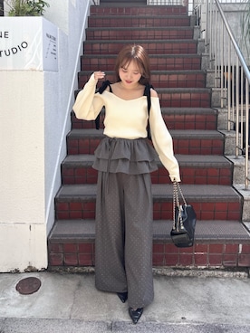 「アイテム（ボストンバッグ）」を使った、miyu 🤍さん（レディース・156cm）の秋コーディネート