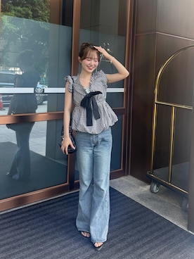 「Chico（チコ）のアイテム（デニムパンツ）」を使った、miyu 🤍さん（レディース・156cm）の夏コーディネート