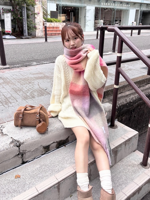 ボリュームチェックストール/マフラー（マフラー）｜Chico（チコ）の