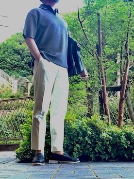 「Daniel & Bob（ダニエル&ボブ）のアイテム（トートバッグ）」を使った、ヒロポンさん（メンズ・168cm）の夏コーディネート