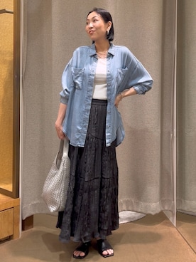 「デニムシャツ」｜nom_373さん（レディース・164cm）の夏コーディネート