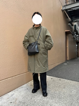 「巾着バッグ」｜「アイテム（モッズコート）」を使った、attyanさん（メンズ・173cm）の冬コーディネート