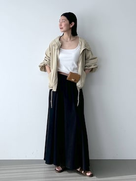 「BARNYARDSTORM（バンヤードストーム）のBARNYARDSTORM / スライドバックルレザーベルト（ベルト、ブラウン系）」を使った、sai1211さん（レディース・170cm）の春コーディネート