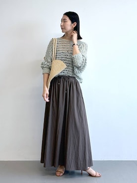 「MADE IN MADA（メイドインマダ）のBARNYARDSTORM / MADE IN MADA(メイド イン マダ) / DOMOINA BAG（かごバッグ、ベージュ系）」を使った、sai1211さん（レディース・170cm）の夏コーディネート