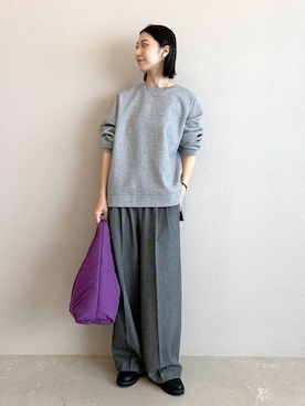 「アイテム（トートバッグ、パープル系）」を使った、sai1211さん（レディース・168cm）の秋コーディネート