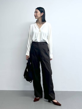 「OUTDOOR PRODUCTS（アウトドアプロダクツ）のBARNYARDSTORM / OUTDOOR PRODUCTS（アウトドアプロダクツ） / 中綿トート【WEB限定カラー】（ショルダーバッグ）」を使った、sai1211さん（レディース・168cm）の秋コーディネート