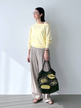 「BARNYARDSTORM（バンヤードストーム）の【『BABALOG』YouTubeご紹介アイテム】BARNYARDSTORM / 綿シルクベアテレコタンク（タンクトップ、ホワイト系）」を使った、sai1211さん（レディース・170cm）の春コーディネート