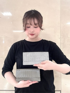 「HIROKO HAYASHI（ヒロコハヤシ）のOTTICA（オッティカ）長財布スリム（財布、ホワイト系）」を使った、mさん（レディース・150cm）の夏コーディネート