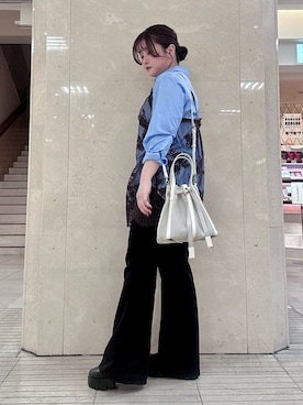 「HIROKO HAYASHI（ヒロコハヤシ）のPANIER（パニエ）2wayショルダーバッグ（ショルダーバッグ、ホワイト系）」を使った、mさん（レディース・150cm）の春コーディネート