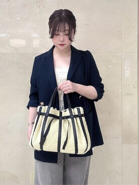 「HIROKO HAYASHI（ヒロコハヤシ）のPANIER COCCOLINA（パニエ コッコリーナ）ハンドバッグ（ハンドバッグ、ベージュ系）」を使った、mさん（レディース・150cm）の秋コーディネート
