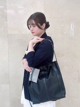 「HIROKO HAYASHI（ヒロコハヤシ）のFINE（フィーネ）2wayショルダーバッグ（ショルダーバッグ、ブラック系）」を使った、mさん（レディース・150cm）の春コーディネート