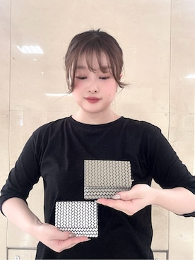 「HIROKO HAYASHI（ヒロコハヤシ）のOTTICA（オッティカ）ミニ財布スリム（財布、ホワイト系）」を使った、mさん（レディース・150cm）の夏コーディネート