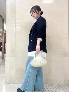 「HIROKO HAYASHI（ヒロコハヤシ）のOSSO VIVO PUNTI（オッソ ヴィーヴォ プンティ）ショルダーバッグ（ショルダーバッグ、イエロー系）」を使った、mさん（レディース・150cm）の春コーディネート