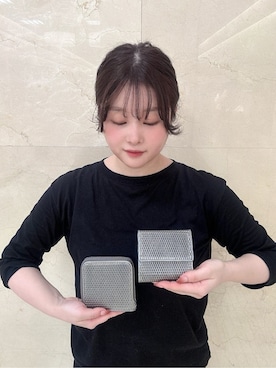 「HIROKO HAYASHI（ヒロコハヤシ）のCATENA（カテーナ）ファスナー式二つ折り財布（財布、シルバー系）」を使った、mさん（レディース・150cm）の夏コーディネート