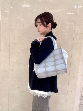 「HIROKO HAYASHI（ヒロコハヤシ）のTRICO（トリコ）トートバッグ（トートバッグ、ブルー系）」を使った、mさん（レディース・150cm）の春コーディネート