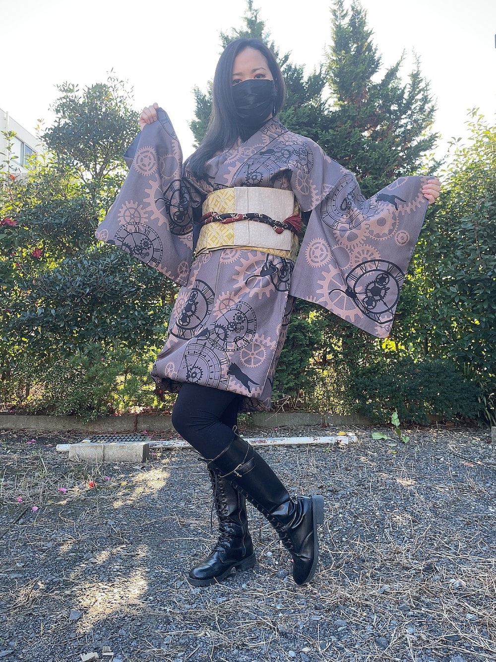 「着物」｜「不明のアイテム（着物、パープル系）」を使った、ひまりさん（レディース・161cm）の春コーディネートの1枚目の写真