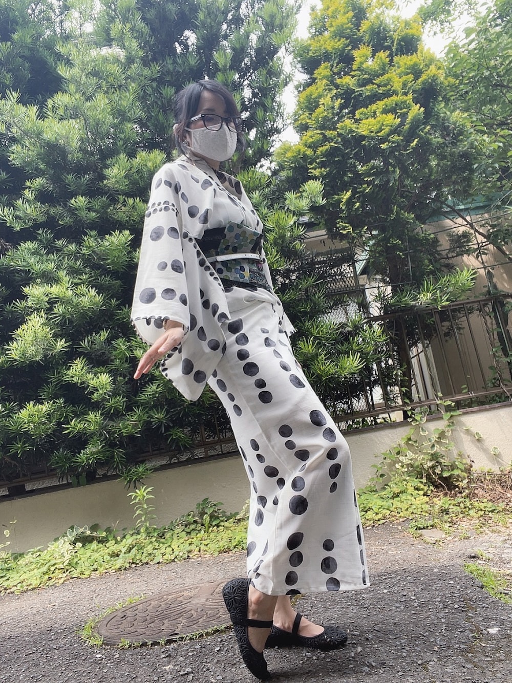 「浴衣」｜「不明のアイテム（着物、ホワイト系）」を使った、ひまりさん（レディース・161cm）の春コーディネートの1枚目の写真