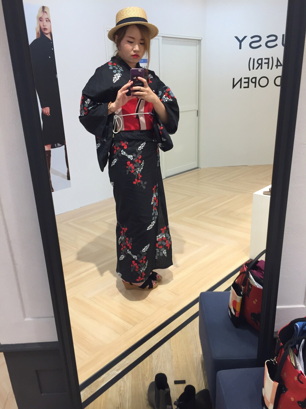「着物、着物コーデ、着物女子、浴衣」｜「不明のアイテム（帽子、ベージュ系）」を使った、ひまりさん（レディース・161cm）の春コーディネートの1枚目の写真