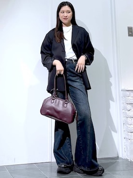 「PAGEBOY（ページボーイ）の【セットアップ対応】チェックMIXジャケット 《2サイズ展開》（テーラードジャケット）」を使った、misao1130さん（レディース・161cm）の秋コーディネート