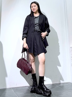 「PAGEBOY（ページボーイ）の【セットアップ対応】チェックMIXジャケット 《2サイズ展開》（テーラードジャケット）」を使った、misao1130さん（レディース・161cm）の秋コーディネート