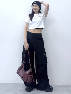 「アイテム（バッグ、レッド系）」を使った、misao1130さん（レディース・161cm）の夏コーディネート