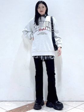 「PAGEBOY（ページボーイ）のリップスキニーデニム（デニムパンツ）」を使った、misao1130さん（レディース・161cm）の冬コーディネート