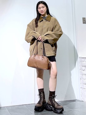 「PBLIM（ページボーイリム）の《UNISEX》ソフトスウェードブルゾン（ブルゾン）」を使った、misao1130さん（レディース・161cm）の秋コーディネート