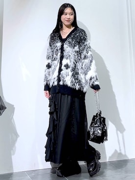 「PAGEBOY（ページボーイ）のラインフリンジティアードスカート/フリルスカート【ウエストゴム・ストレスフリー】（スカート）」を使った、misao1130さん（レディース・161cm）の秋コーディネート