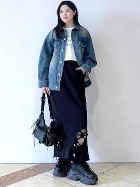 「PAGEBOY」｜「アイテム（デニムジャケット）」を使った、misao1130さん（レディース・161cm）の冬コーディネート