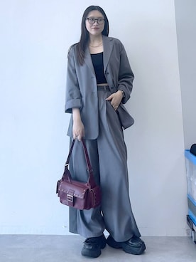 「PAGEBOY（ページボーイ）の【セットアップ対応】チェックMIXジャケット 《2サイズ展開》（テーラードジャケット）」を使った、misao1130さん（レディース・161cm）の夏コーディネート