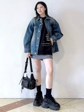 「PAGEBOY」｜「アイテム（デニムジャケット）」を使った、misao1130さん（レディース・161cm）の冬コーディネート