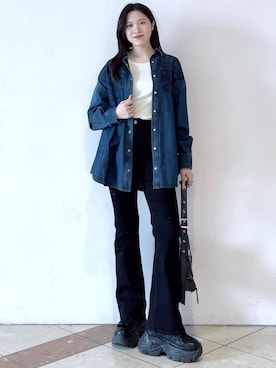 「PAGEBOY（ページボーイ）のリップスキニーデニム（デニムパンツ）」を使った、misao1130さん（レディース・161cm）の春コーディネート