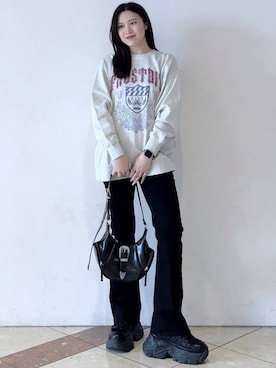 「PAGEBOY（ページボーイ）のリップスキニーデニム（デニムパンツ）」を使った、misao1130さん（レディース・161cm）の春コーディネート