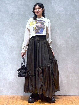 「PAGEBOY（ページボーイ）のリメイクライクショートスウェット（スウェット）」を使った、misao1130さん（レディース・161cm）の冬コーディネート