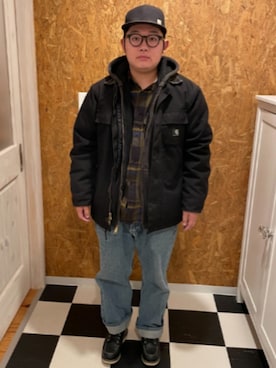 「アイテム（カバーオール）」を使った、ラッキーさん（メンズ・165cm）の秋コーディネート