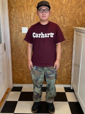 「Carhartt（カーハート）のアイテム（Tシャツ/カットソー）」を使った、ラッキーさん（メンズ・165cm）の夏コーディネート