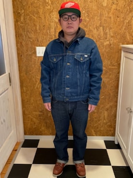 「Carhartt（カーハート）のアイテム（デニムジャケット、ブルー系）」を使った、ラッキーさん（メンズ・165cm）の春コーディネート