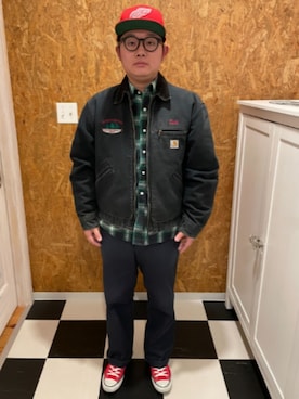 「AMERICAN NEEDLE（アメリカンニードル）のアイテム」を使った、ラッキーさん（メンズ・165cm）の冬コーディネート