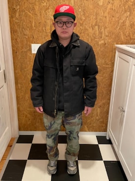 「Carhartt（カーハート）のアイテム（ジャケット/アウター）」を使った、ラッキーさん（メンズ・165cm）の冬コーディネート
