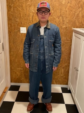 「アイテム（カバーオール）」を使った、ラッキーさん（メンズ・165cm）の冬コーディネート