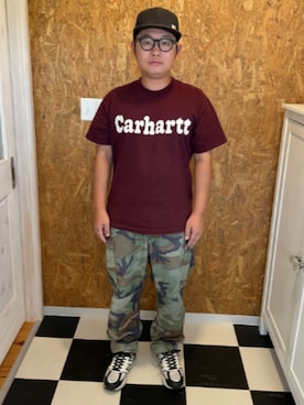 「Carhartt（カーハート）のアイテム（Tシャツ/カットソー）」を使った、ラッキーさん（メンズ・165cm）の秋コーディネート