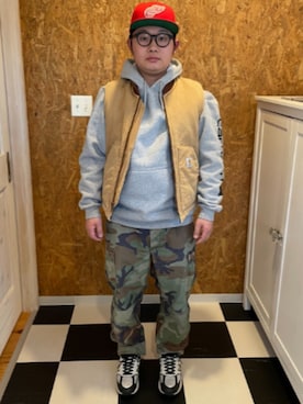 「アイテム（ベスト）」を使った、ラッキーさん（メンズ・165cm）の春コーディネート